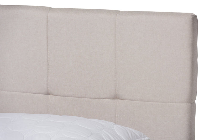 Genevieve Beige Fabric Upholstered 2-Drawer King Size Platform Storage Bed Baxton