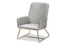 Cherelle Gray Velvet Fabric Upholstered Gold Finished Armchair Baxton