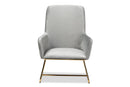 Cherelle Gray Velvet Fabric Upholstered Gold Finished Armchair Baxton