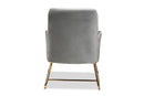 Cherelle Gray Velvet Fabric Upholstered Gold Finished Armchair Baxton