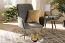 Cherelle Gray Velvet Fabric Upholstered Gold Finished Armchair Baxton