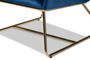 Cherelle Navy Blue Velvet Fabric Upholstered Gold Finished Armchair Baxton