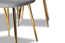 Warwick Gray Velvet Fabric Upholstered Gold Finished 4Pc Metal Dining Chair Set Baxton