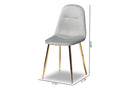 Warwick Gray Velvet Fabric Upholstered Gold Finished 4Pc Metal Dining Chair Set Baxton
