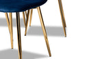 Warwick Navy Blue Velvet Fabric Gold Finished 4Pc Metal Dining Chair Set Baxton