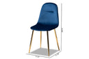Warwick Navy Blue Velvet Fabric Gold Finished 4Pc Metal Dining Chair Set Baxton