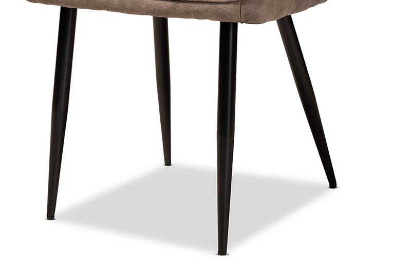 Niesha Gray Faux Leather Effect Fabric Black Metal 5-Piece Dining Set Baxton