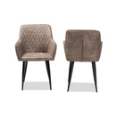 Niesha Gray and Brown Imitation Leather 2Pc Metal Dining Chair Set Baxton