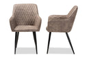 Niesha Gray and Brown Imitation Leather 2Pc Metal Dining Chair Set Baxton