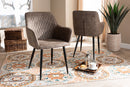 Niesha Gray and Brown Imitation Leather 2Pc Metal Dining Chair Set Baxton