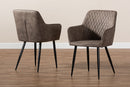 Niesha Gray and Brown Imitation Leather 2Pc Metal Dining Chair Set Baxton