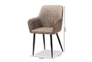 Niesha Gray and Brown Imitation Leather 2Pc Metal Dining Chair Set Baxton