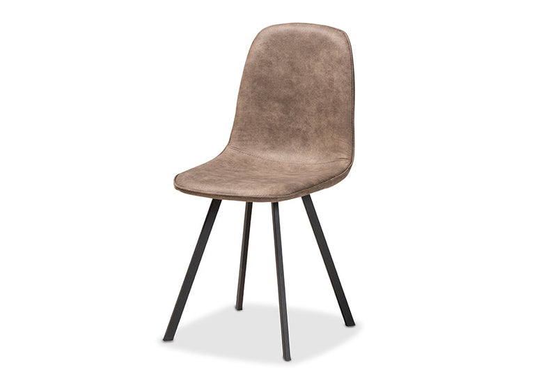 Luisa Gray Faux Leather Effect Fabric  Black Metal 5-Piece Dining Set Baxton