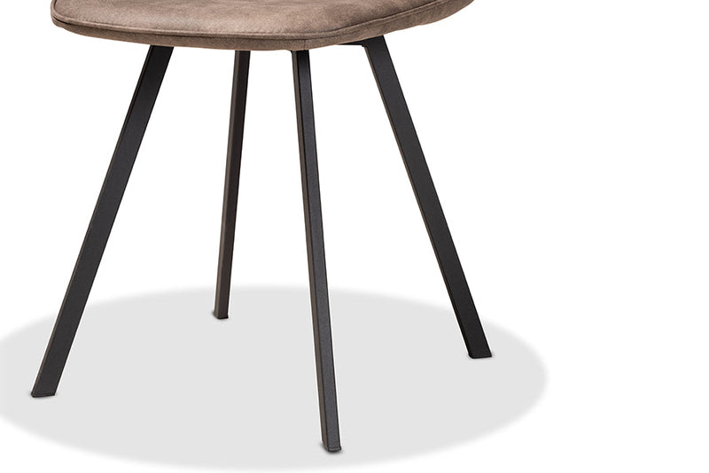 Luisa Gray Faux Leather Effect Fabric  Black Metal 5-Piece Dining Set Baxton