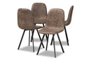 Luisa Gray and Brown Imitation Leather 4Pc Metal Dining Chair Set Set Baxton