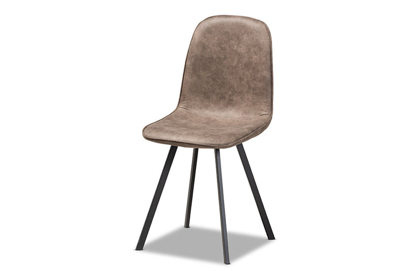 Luisa Gray and Brown Imitation Leather 4Pc Metal Dining Chair Set Set Baxton