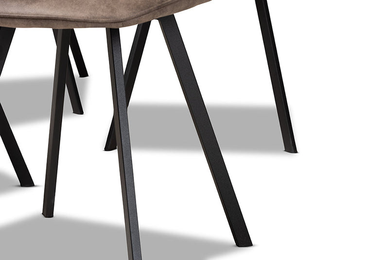 Luisa Gray and Brown Imitation Leather 4Pc Metal Dining Chair Set Set Baxton