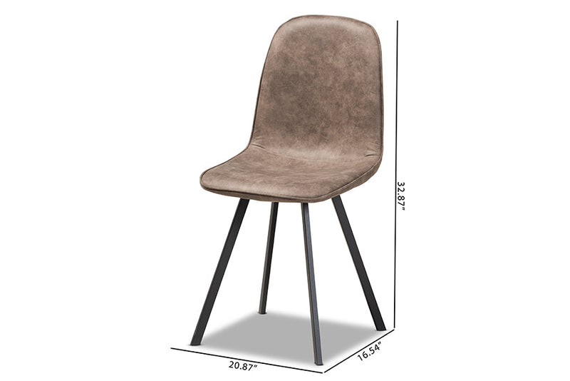 Luisa Gray and Brown Imitation Leather 4Pc Metal Dining Chair Set Set Baxton