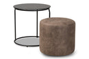 Savara Black w/Grey and Brown 2Pc Nesting Table and Ottoman Set Baxton