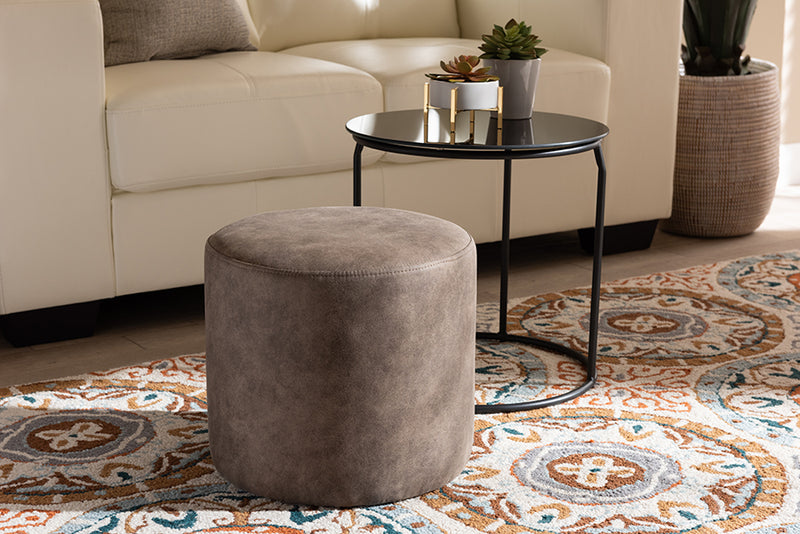 Savara Modern and Contemporary Black w/Grey and Brown 2-Piece Nesting Table and Ottoman Set