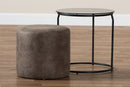 Savara Black w/Grey and Brown 2Pc Nesting Table and Ottoman Set Baxton