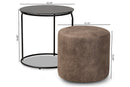 Savara Black w/Grey and Brown 2Pc Nesting Table and Ottoman Set Baxton