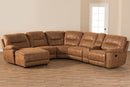 Idoya Light Brown Palomino Suede 6-Piece Sectional w/Recliners Baxton