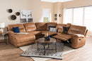 Idoya Light Brown Palomino Suede 6-Piece Sectional w/Recliners Baxton
