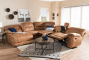 Idoya Light Brown Palomino Suede 6-Piece Sectional w/Recliners Baxton