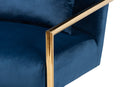Madra Navy Blue Velvet Fabric Upholstered Gold Finished Metal Lounge Chair Baxton
