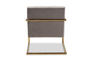 Madra Gray Velvet Fabric Upholstered Gold Finished Metal Lounge Chair Baxton