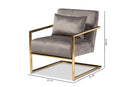 Madra Gray Velvet Fabric Upholstered Gold Finished Metal Lounge Chair Baxton