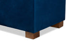 Eleri Navy Blue Velvet Fabric Upholstered Grid-Tufted Storage Ottoman Bench Baxton