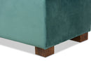 Eleri Teal Blue Velvet Fabric Upholstered Grid-Tufted Storage Ottoman Bench Baxton