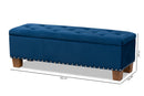 Dannon Navy Blue Velvet Fabric Upholstered Button-Tufted Storage Ottoman Bench Baxton