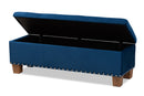 Dannon Navy Blue Velvet Fabric Upholstered Button-Tufted Storage Ottoman Bench Baxton