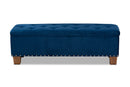 Dannon Navy Blue Velvet Fabric Upholstered Button-Tufted Storage Ottoman Bench Baxton