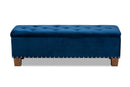 Dannon Navy Blue Velvet Fabric Upholstered Button-Tufted Storage Ottoman Bench Baxton