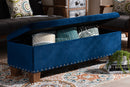 Dannon Navy Blue Velvet Fabric Upholstered Button-Tufted Storage Ottoman Bench Baxton