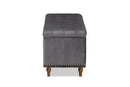 Alfro Gray Velvet Fabric Upholstered Button-Tufted Storage Ottoman Bench Baxton
