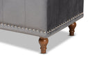 Alfro Gray Velvet Fabric Upholstered Button-Tufted Storage Ottoman Bench Baxton