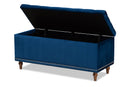 Alfro Navy Blue Velvet Fabric Upholstered Button-Tufted Storage Ottoman Bench Baxton