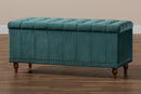 Alfro Teal Blue Velvet Fabric Upholstered Button-Tufted Storage Ottoman Bench Baxton