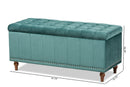 Alfro Teal Blue Velvet Fabric Upholstered Button-Tufted Storage Ottoman Bench Baxton