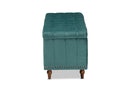 Alfro Teal Blue Velvet Fabric Upholstered Button-Tufted Storage Ottoman Bench Baxton