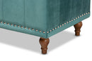 Alfro Teal Blue Velvet Fabric Upholstered Button-Tufted Storage Ottoman Bench Baxton