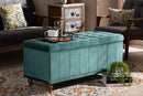 Alfro Teal Blue Velvet Fabric Upholstered Button-Tufted Storage Ottoman Bench Baxton