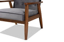 Kennedy Gray Velvet Fabric Upholstered Walnut Finished Wooden Lounge Chair Baxton