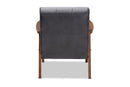 Flower Gray Velvet Fabric Upholstered Walnut Armchair Baxton