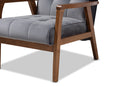 Flower Gray Velvet Fabric Upholstered Walnut Armchair Baxton